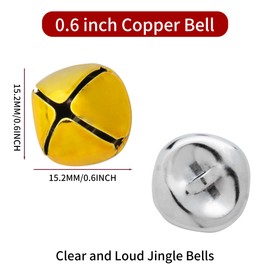 12 Colors Jingle Bells for Crafting, 60PCS Colorful Small Bell for Crafts, 0.59 Inch Bulk Christmas Bells for Home Decorations, Multi-Color Mini Jingle Bell for Pets and Party Decor