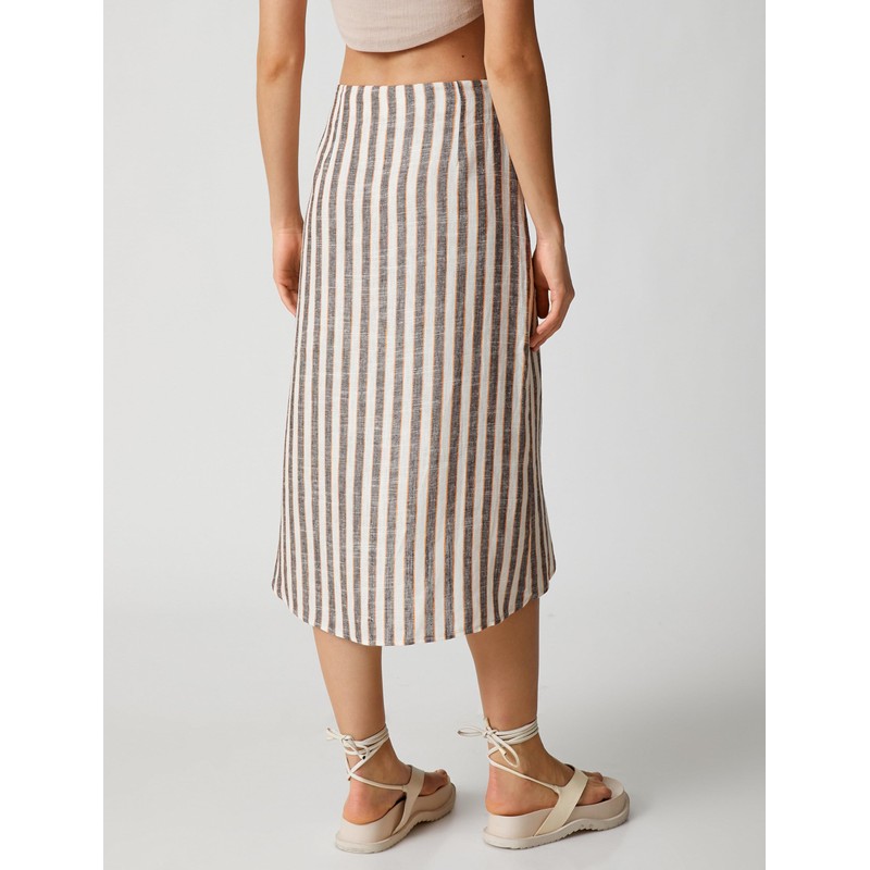 Koton Women's Wrap Over Patterned Midi Skirt, Anthracite (045)