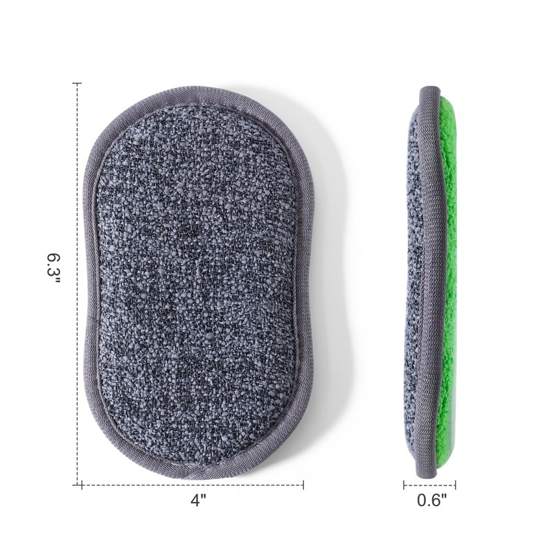 6 Pack Multi-Purpose Sponges Kitchen, Dual-Sided Microfiber Dish Sponges 3