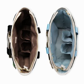 Trelle Bestie Pickleball Tote Bag, Eco-friendly, Waterproof, Adjustable Crossbody Strap Racquet Ladies Bag | Olive Green with Light Blue Stripes