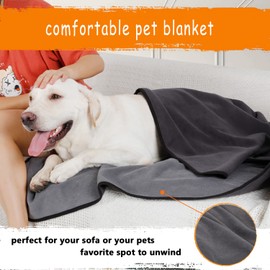 JuWow Waterproof Pet Blankets, Liquid Pee Urine Leak Proof Dog Blanket for Bed, Chair, Couch, Soft Plush Reversible Furniture Protector Cover for Small Medium Large Dogs Cats, Grey (35x30 Inches)