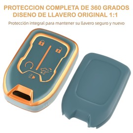 OFFCURVE Funda para Llavero de GMC TPU Suave con 5 Botones,Funda Protectora para GMC Acadia Terrain Sierra Chevy Yukon Suburban Tahoe Silverado 1500 2500HD 3500HD（Oro Azul）