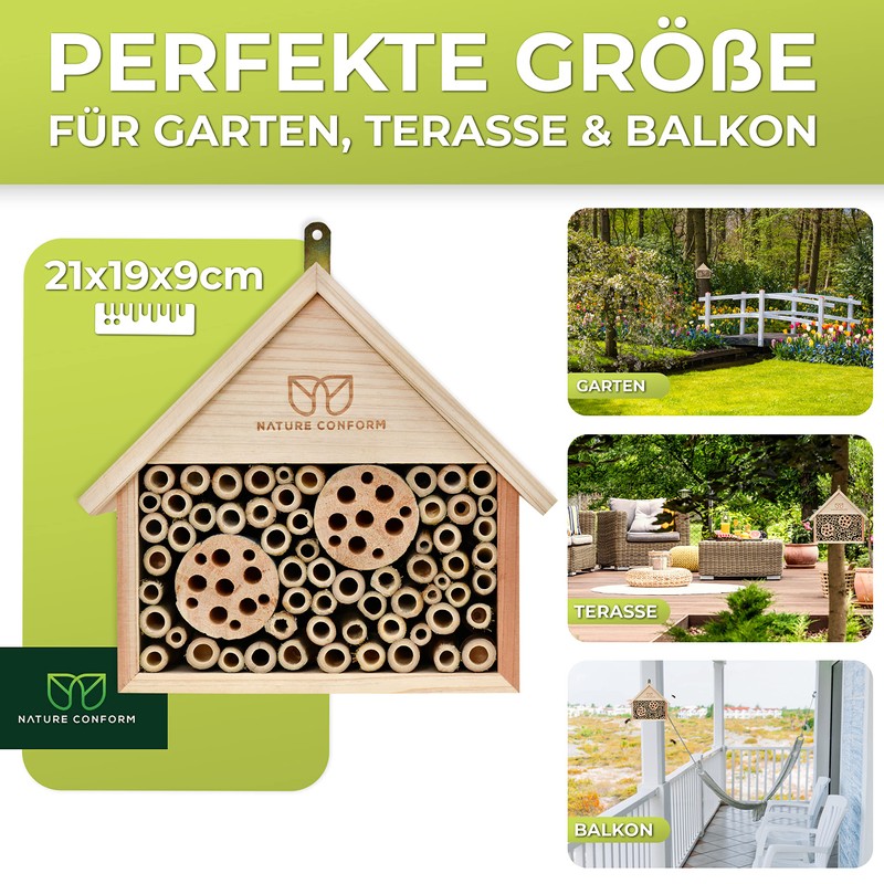 Nature Conform Bee hotel of natural wood, Bamboo, wild bee