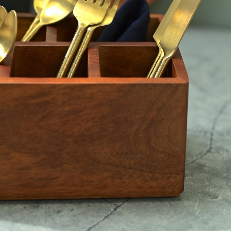 Brick Brown Premium Handcrafted Wooden Spoon stand for kitchen |