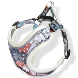 Lil&Fam Dog Harness, Small Dogs, Medium Dogs, Body Friendly, Torso, Easy to Wear, Includes Reflective Material, Cute, Stylish (Beige, XS)