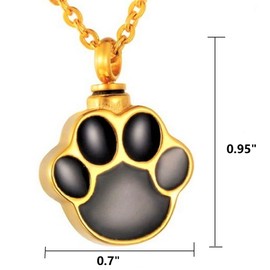IN SELECT Gold Paw Locket Memorial Cremation Urn Necklace for Ashes Dog Cat Lost Urn Jewelry Memorial Ash Jewelry Pendant Keepsake Pet Lost Jewelry Stainless Steel in Silver Chain Gold Pendant