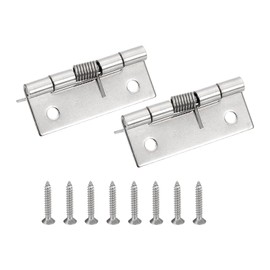 PATIKIL 2 Pcs Spring Loaded Hinges, 2" 304 Stainless Steel Self Closing Small Door Hinges with Screws for Cabinet Door