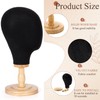Black Canvas Wig Mannequin Head with Wooden Stand Linen Hat