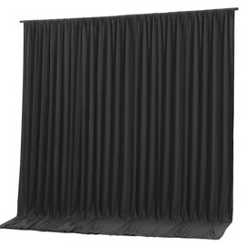 10x10ft Black Backdrop Curtain Panels for Parties - Wrinkle Free Polyester Photo Curtain Backdrop Wedding Back Drop Fabric Drapes for Party Decorations Background for Photography