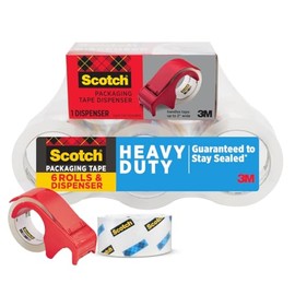 Scotch Heavy Duty envío cinta de embalaje, cinta con dispensador de mano, 6 rollos, Tape with a Dispenser, 1.88 in x 54.6 yds