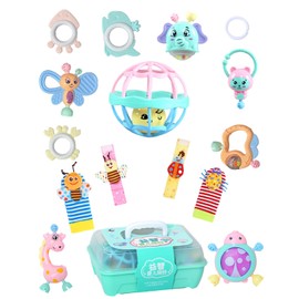 Baby Toy Socks and Baby Wrist rattles,Baby Toys Baby Toys 0-6 Months,Sensory Toys for Babies,Newborn Toys,Baby rattles 0-6 Months,Baby Essentials for Newborn (Blue)