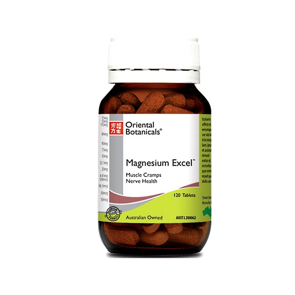 ORIENTAL BOTANICALS Magnesium Excel 120 Tablets ( Muscle Cramps Nerve Health )