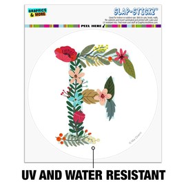 Letter F Floral Monogram Initial Automotive Car Window Locker Circle Bumper Sticker