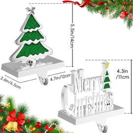 Kosmeey 6 Pack Christmas Stocking Holders for Mantle Fireplace Stand Hanger Xmas Stocking Hooks Weighted Hangers for Xmas Holiday Decoration (Set of 6 Stocking Hangers)