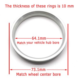 GoldenSunny 73.1mm OD to 64.1mm ID Hub Centric Rings, Silver Aluminum Hubcentric Rings Compatible with Many Acura Honda Sterling, Pack of 4