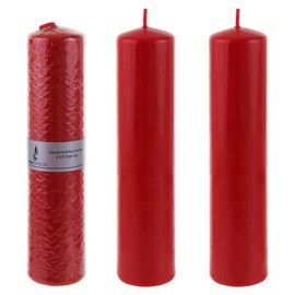 Mega Candles 3 pcs Unscented Red Round Pillar Candle, Pressed Premium Wax Candles 2 Inch x 9 Inch, Home Décor, Wedding Receptions, Baby Showers, Birthdays, Celebrations, Party Favors & More
