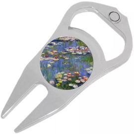 NewCharms Monet Lilies Golf Ball Marker Divot Repair Tool Bottle Opener