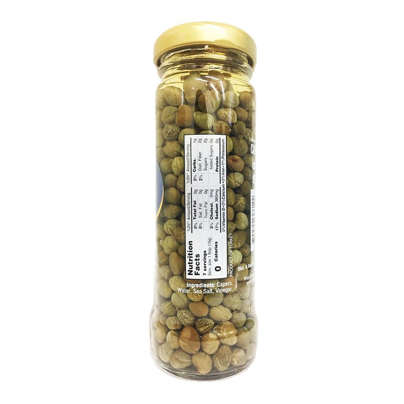 IOS Natural Non-Pareil Capers in Sea Salt, Vegan, Non-GMO, Kosher