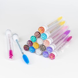 i-Laesh 20 Pcs Lash Brush Eyelash Brushes for Eyelash Extensions Spoolies Cleaning Mascara Wands Tube Diamond Disposable Makeup Tool Applicator Set Sanitary Extension Supplies (Diamond-mix)