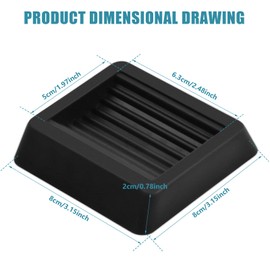 Set of 4 Non-Slip Furniture Coasters, Furniture Wheels Stopper, Rubber Rectangular Chair Stopper, Rubber Furniture Coasters Wheels Stoppers, Piano Coasters for All Floors and Wheels, Sofas, Bed