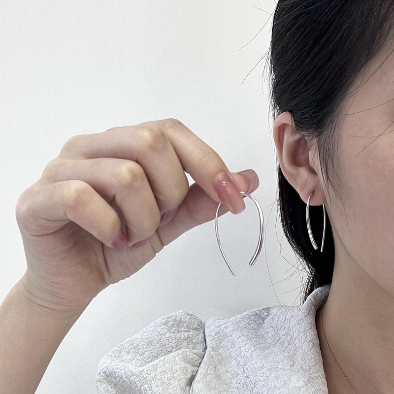 Threader Earrings 925 Sterling Silver Pull Through Hoops Drop Dangle