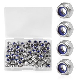 TA-VIGOR 100Pcs M4 x 0.7mm Nylon Hex Lock Nuts, 304 Stainless Steel Nylon Insert Self-locking Nuts, Hexagon Threaded Nyloc Nut Set with Storage Box for Lock Washers Bolts Screws