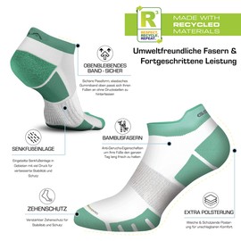 GSA Bamboo[+] Women's Soft Performance Trainer Socks, Thermoregulating, Padded & Supportive, Sustainable & Environmentally Friendly, Reinforced Heel and Toe, Performance Trainer Socks for Women, White