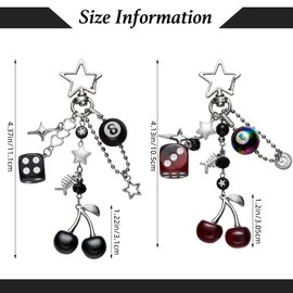 HUAAPLEGO 2Pcs Cherry Keychains for Women Cute Bag Charms 8 Ball Keychain with Alloy Swivel Clasp for Backpack Decoration Purse Charm