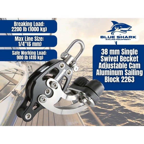 Blue Shark 2263-38 mm Single Swivel Becket Adjustable Cam Aluminum
