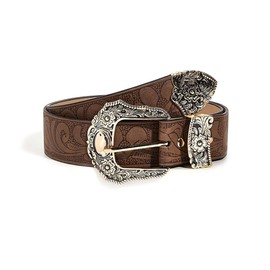 TTPSRY Women's Wide Leather Waist Belt with Elegant Buckle and Fine Floral Pattern Vintage Adjustable Waist Belt, gold