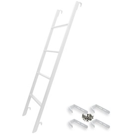 RV Bunk Bed White Ladder 50''/55''/60''/66''/72'', Heavy Duty Metal Adjustable Dorm Loft Camper With Hooks, Safety Home Replacement - Load 330 Lbs