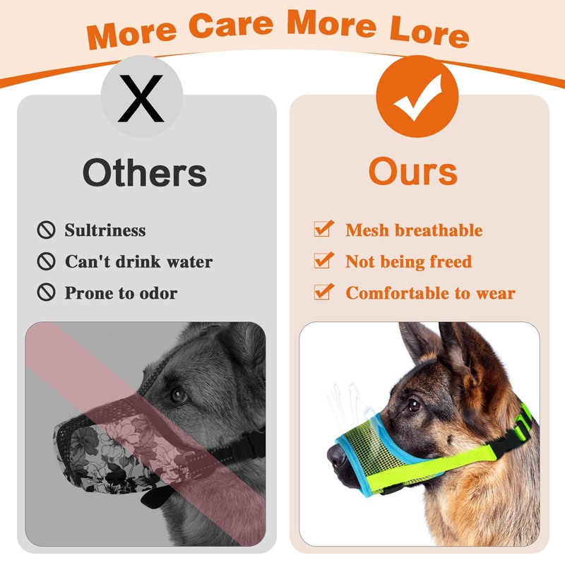 Denwwico Dog Muzzle, Newest Soft Mesh Muzzle Double Stick Anti