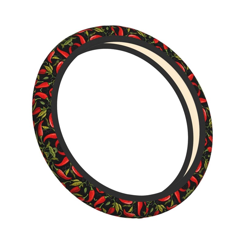 Chili-Peppers Steering Wheel Covers,Anti Slip Sweat Absorption Elasticity Car Accessories