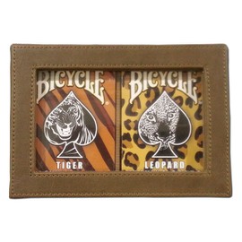 Lot 3 Bicycle Big Cats Jungle Tiger and Leopard Deck Playing Cards in Leather Case w/Free Calculator Collector