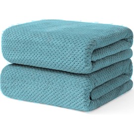 YHPDYL 2-Pack Microfiber Bath Towels (27x54Inches) - Ultra Soft, 3X Absorbency, Quick Dry. Lightweight for Body, Yoga, Spa & Fitness. Ideal for Gym, Travel & Home Use, Bule