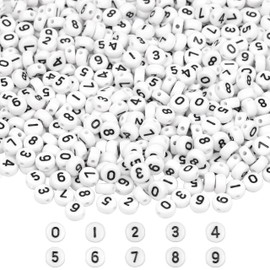 Auvoau 300Pcs Letter Beads Z 4X7mm White Alphabet Beads Acrylic Round Shape Loose Beads for Name Bracelets Necklaces Key Chains DIY Jewelry Making (Number)
