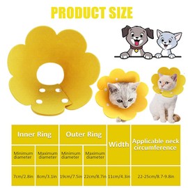 renyigou Pet collar Cat rehabilitation soft collar used to prevent cats from biting and licking injured or surgical sites Rehabilitation collar (Sunflower, Yellow 1pcs)