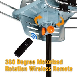 Five Star HDTV Antenna Amplified Digital Outdoor Antenna 150 Miles Range, 360 Degree Rotation Wireless Remote, with 40FT RG6 Coax Cable Installation Kit Supports 5 TVs