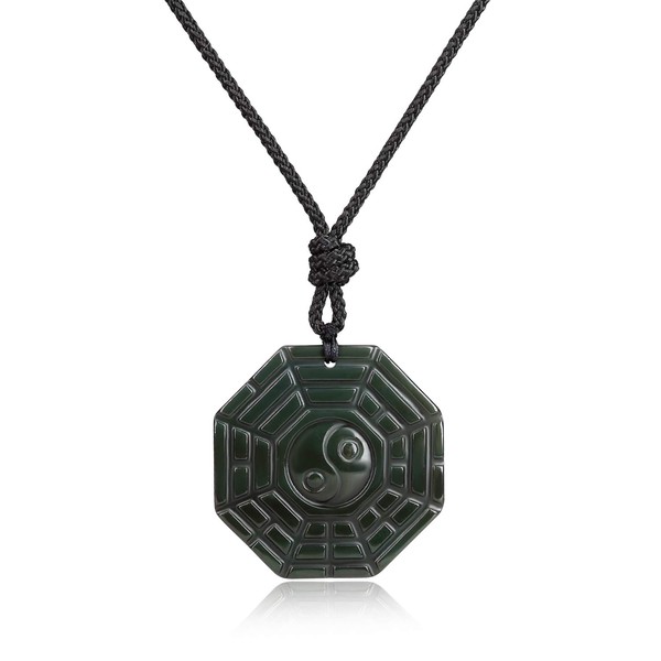 COAI Yin Yang Bagua Obsidian Pendant, Obsidian, Obsidian