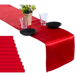 MDS Pack de 15 boda 30,5 x 274,3 cm Camino de mesa de raso para boda banquete Decoración más de 30 Color, Rojo, 1