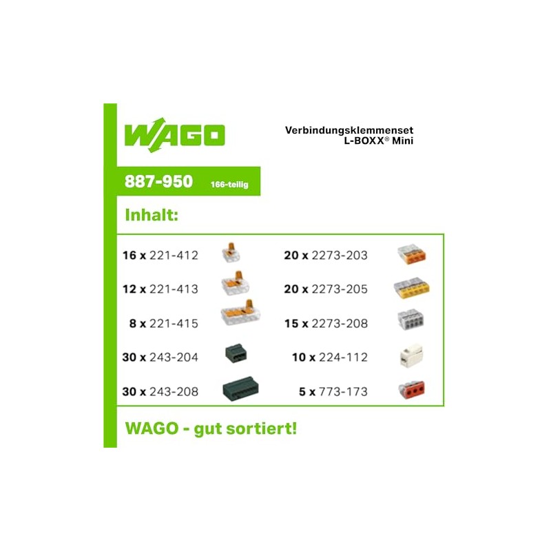 WAGO connection terminal set 887-950 | 166 pieces, with various