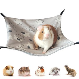 PacuM Guinea Pig Hammock Guinea Pig Accessories Ice Silk 34 x 34 cm Rat Accessories Adjustable Rat Accessories for Cage Double-Sided Hamster Summer Hammock for Hamster Chinchilla (Grey)
