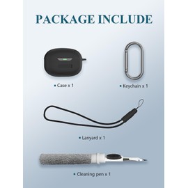 WUNIAK for Raycon Everyday Earbuds (2024 Edition) Case, Soft Silicone Protective Portable Scratch Shock Resistant Shell with Cleaner Kit & Carabiner & Lanyard for Raycon Everyday Earbuds，Black.