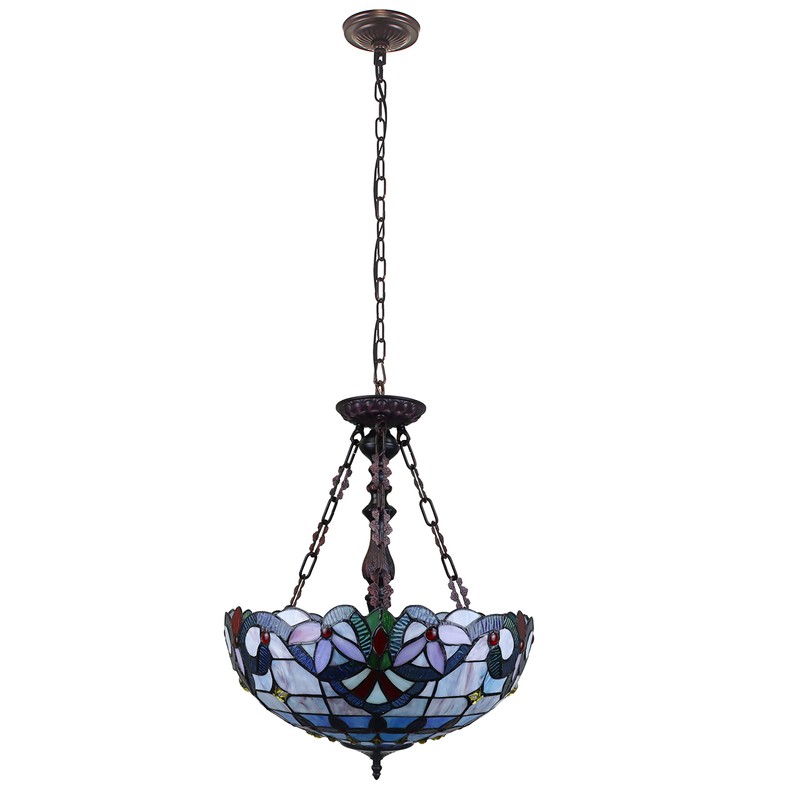 Radiance Goods Victorian Tiffany-Style Dark Bronze 2 Light Inverted Ceiling