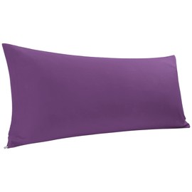 PiccoCasa 100% Egyptian Cotton Pillowcase Body Pillow Cover, 300 Thread Count Soft and Breathable, No Wrinkle, No-Fade, with Zippered Closure Pillowcases Covers Purple 20" W x 54" L