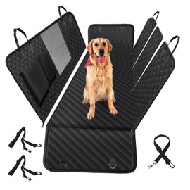 Vailge 100% Waterproof Convertible Dog Car Seat Covers,100% Waterproof Dog Seat Cover with Mesh Window, Heavy Duty seat Cover for Dogs, Dog car Hammock Pet Seat Cover for Cars Trucks suvs,Black,Large