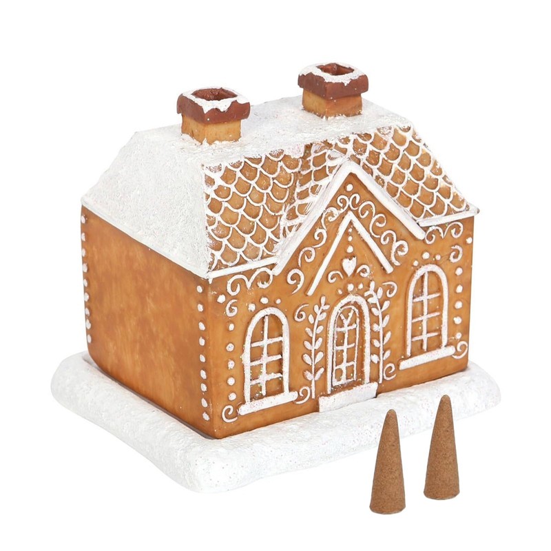 Gingerbread House Incense Burner, Home Chimneys Decoration,Christmas Cabin Incense Burner,