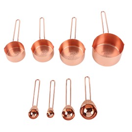 8Pcs Stainless Steel Measuring Cup Spoon Set with Scales Home Kitchen Baking AccessoryRose Gold