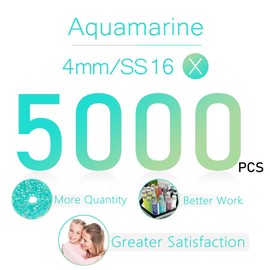 5000PCS 4mm Aquamarine AB Resin Rhinestones for Crafts Lake Blue Flatback Jelly Rhinestones Bulk SS16 Non-Hotfix Stones Diamonds Crystals Gems for Mugs Tumblers Bottles Cups DIY Crafts Decoration etc