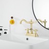 Bathroom Faucet Brushed Gold GGStudy 2 Handles 4 Inches Centerset